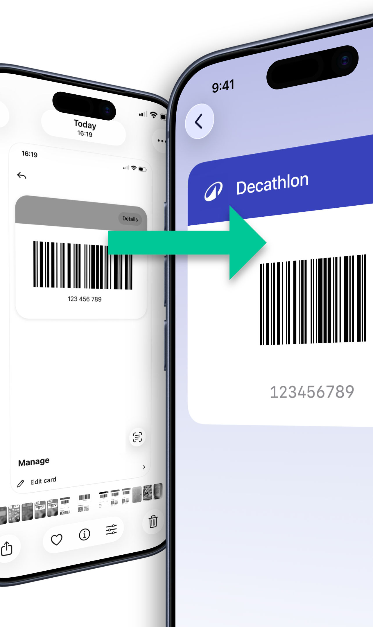 Importing a loyalty card into My Cards from another app